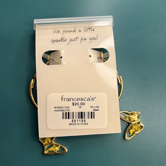 Francesca's Gold Butterfly Hoop Earrings - Picture 2 of 2